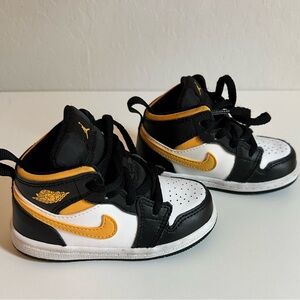 AIR JORDAN 1 MID TD 'BLACK UNIVERSITY GOLD' - toddler size 6